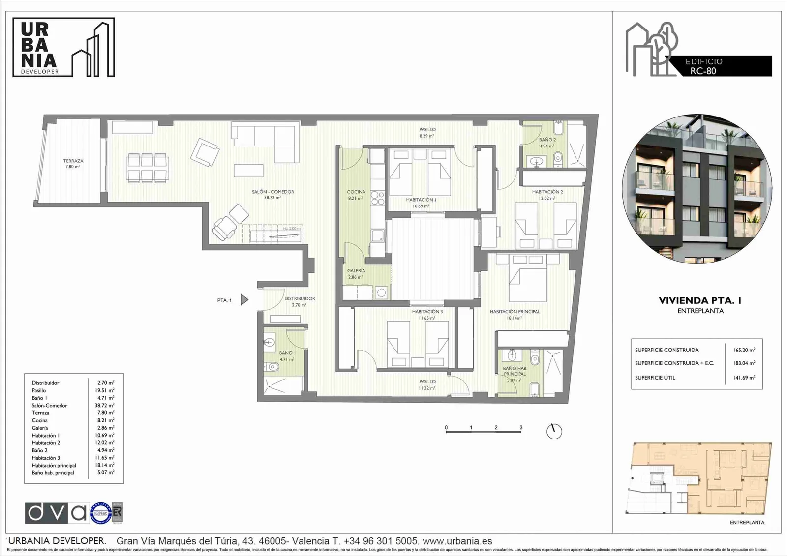 Plano de Modelo A, Edificio RC-80