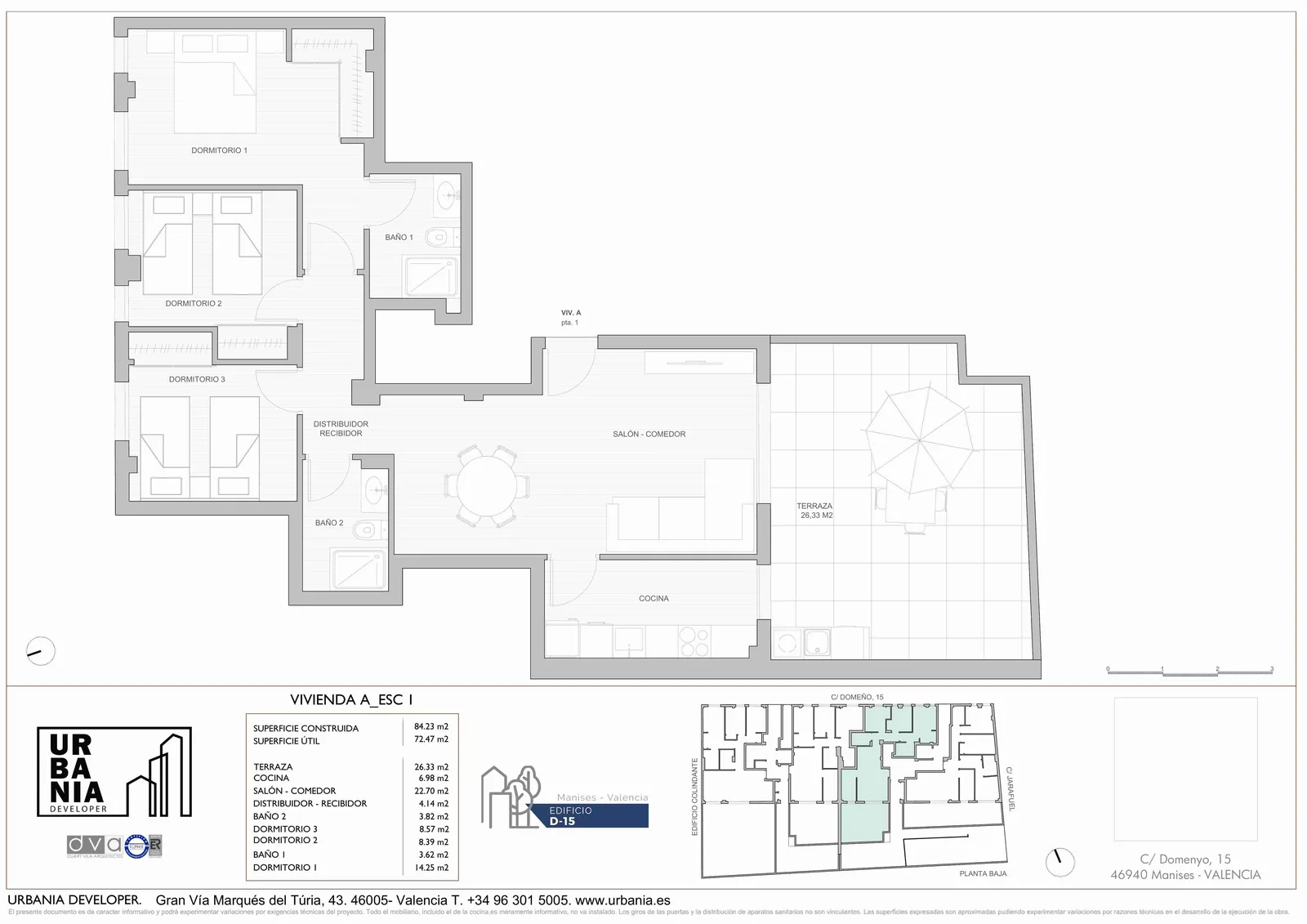 Plano de Esc. 1 Modelo A, Edificio D-15