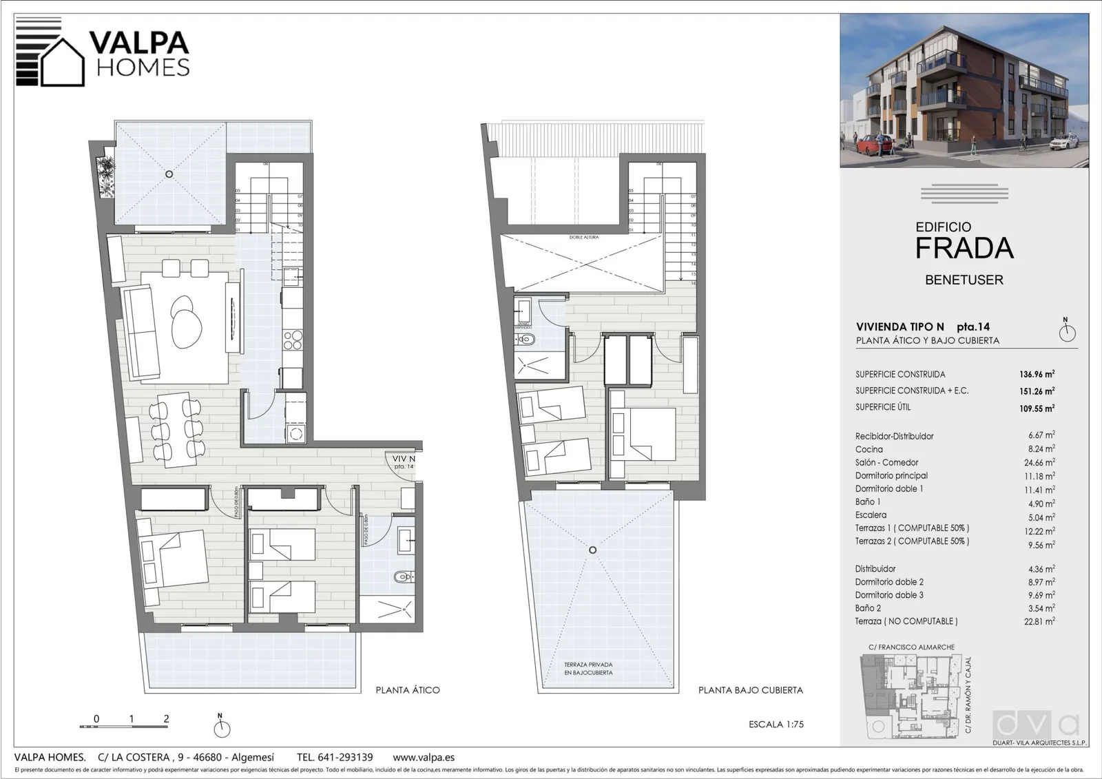 Plano de Ático N, Edificio Frada