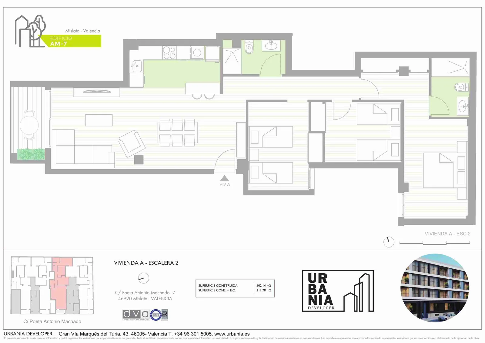 Plano de Piso A Esc. 2, Edificio AM-7