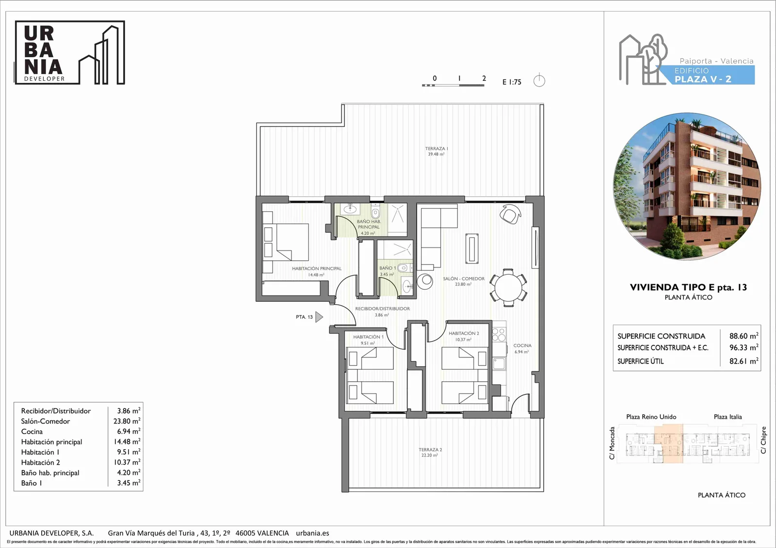 Plano de Ático E, Edificio Plaza V Fase 2
