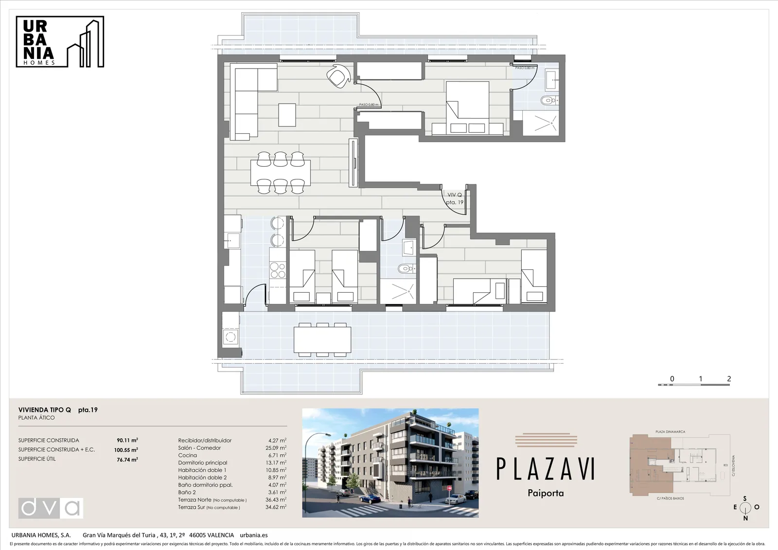 Plano de Ático Q, Edificio Plaza VI