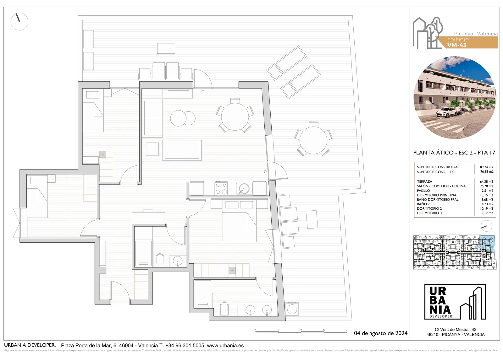 Plano de Ático Esc. 2 Pta. 17, Edificio VM-43