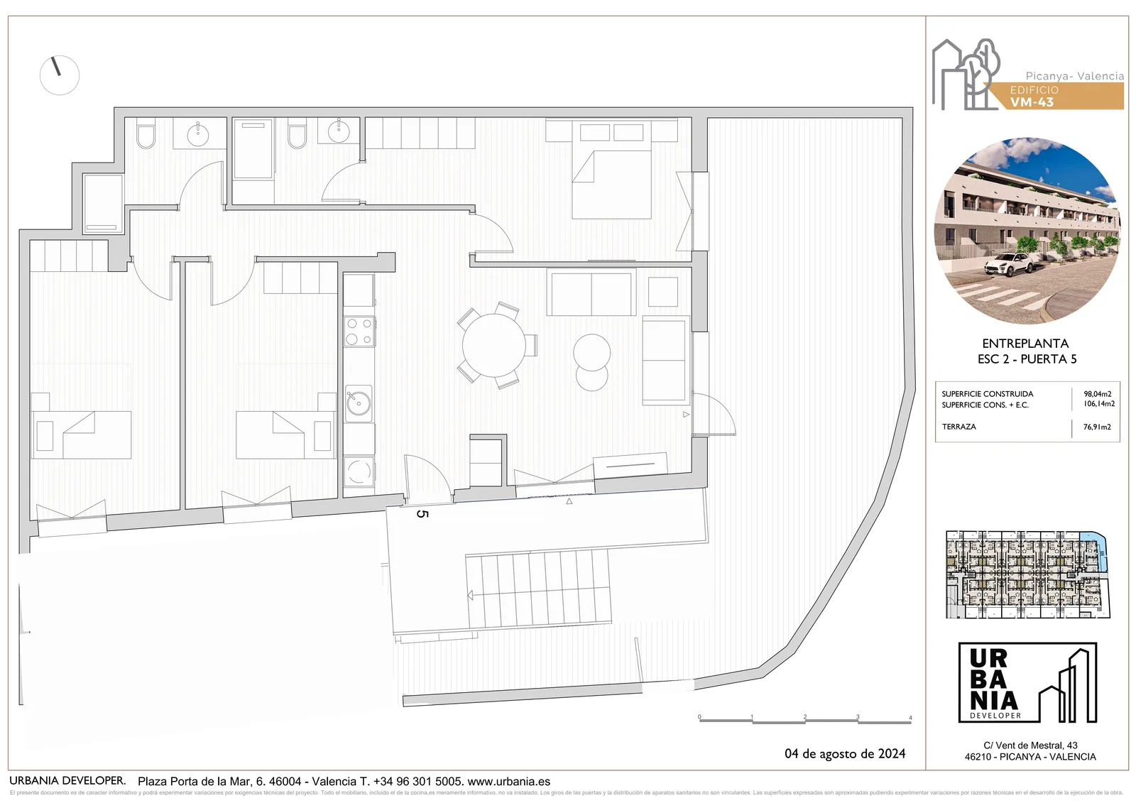 Plano de Esc. 2 Pta. 5, Edificio VM-43