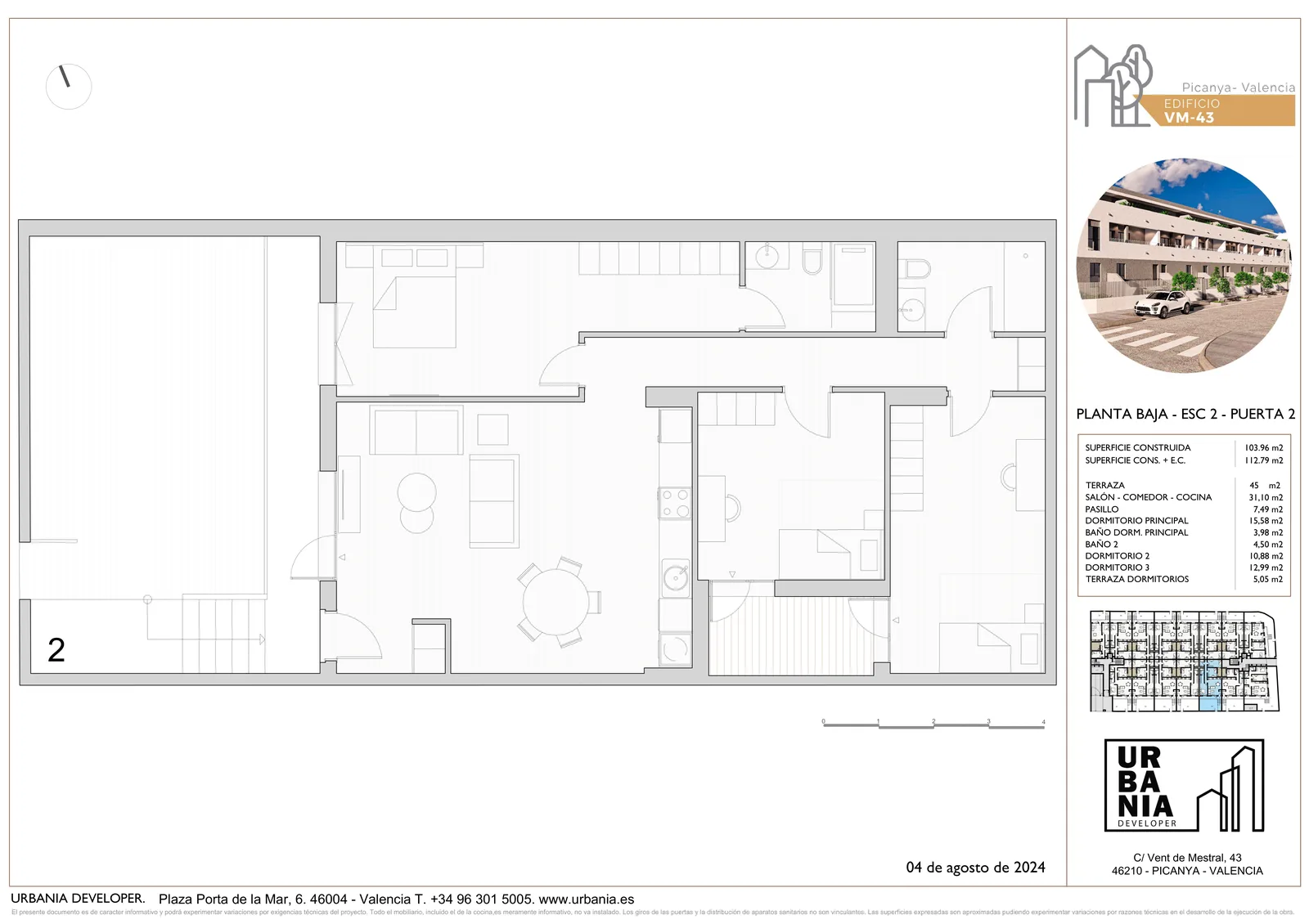 Plano de Esc. 2 Pta. 3, Edificio VM-43